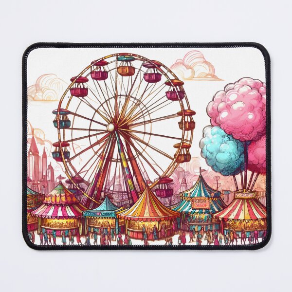 Item preview, Carnival Scene with Ferris Wheel and Cotton Candy Sketch designed and sold by AnlakiSetien.