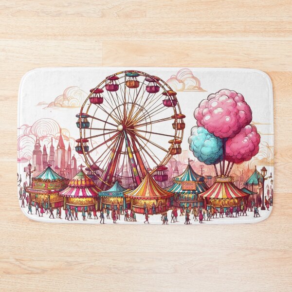 Item preview, Carnival Scene with Ferris Wheel and Cotton Candy Sketch designed and sold by AnlakiSetien.