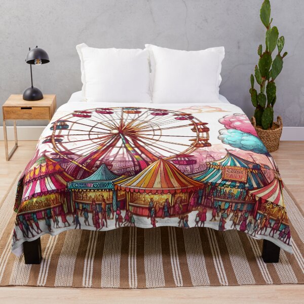 Item preview, Carnival Scene with Ferris Wheel and Cotton Candy Sketch designed and sold by AnlakiSetien.