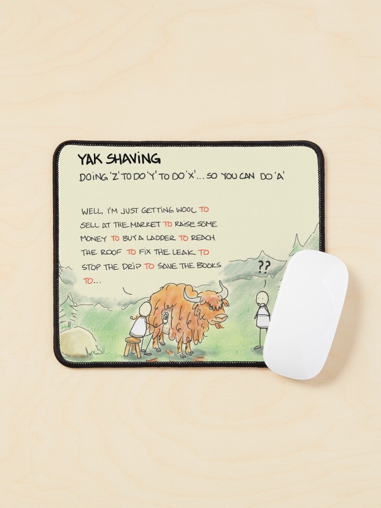 Thumbnail 1 of 5, Mouse Pad, Yak shaving designed and sold by sketchplanator.