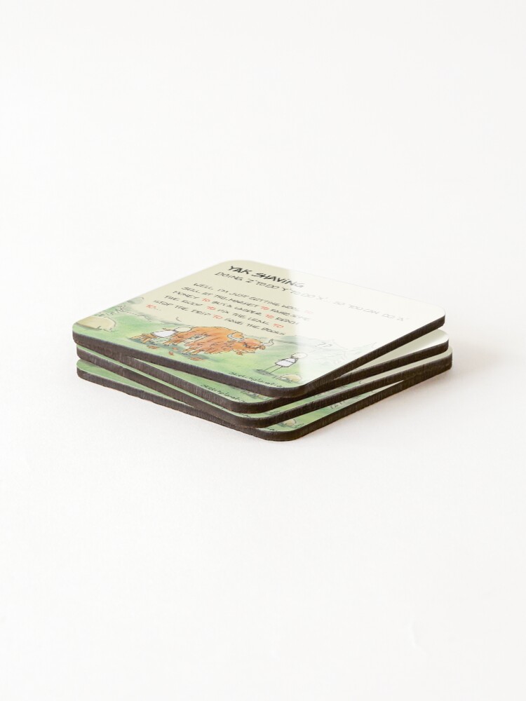 Thumbnail 4 of 5, Coasters (Set of 4), Yak shaving designed and sold by sketchplanator.