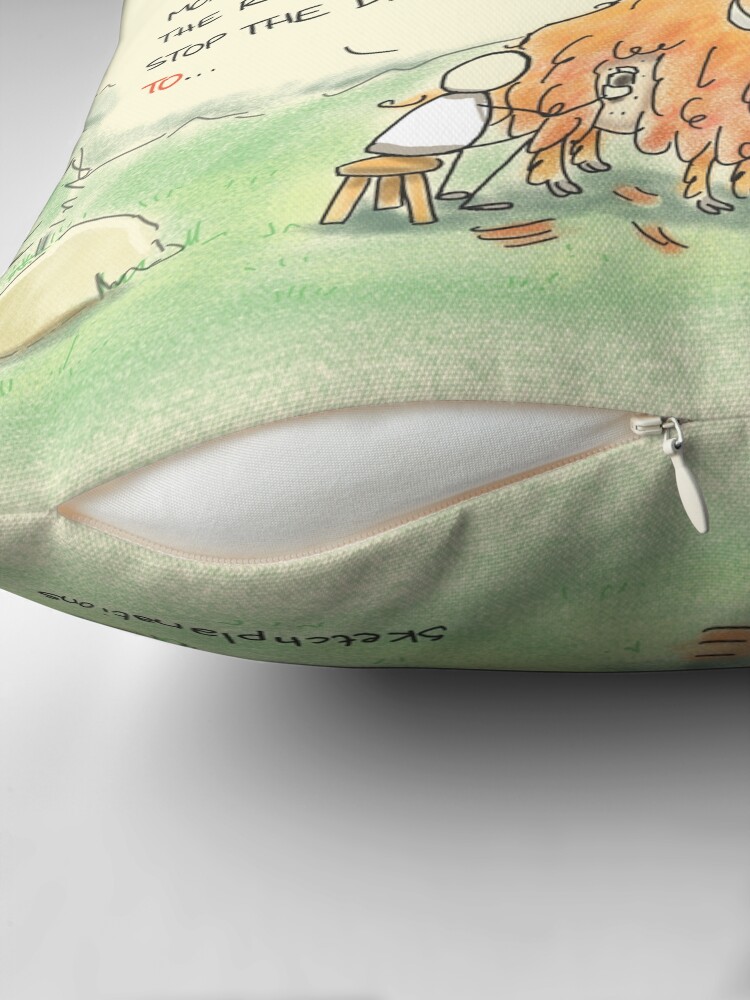 Thumbnail 2 of 4, Pillow, Yak shaving designed and sold by sketchplanator.