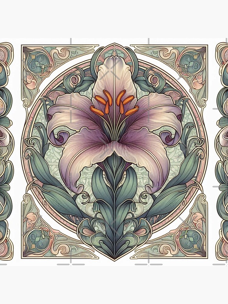 Thumbnail 3 of 3, Sticker, Lily Floral pattern designed and sold by Coollzone.