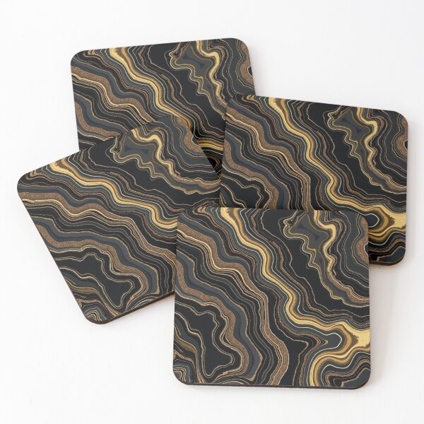 Item preview, Black and Gold Geode Waves Pattern designed and sold by BirdsnStuff.