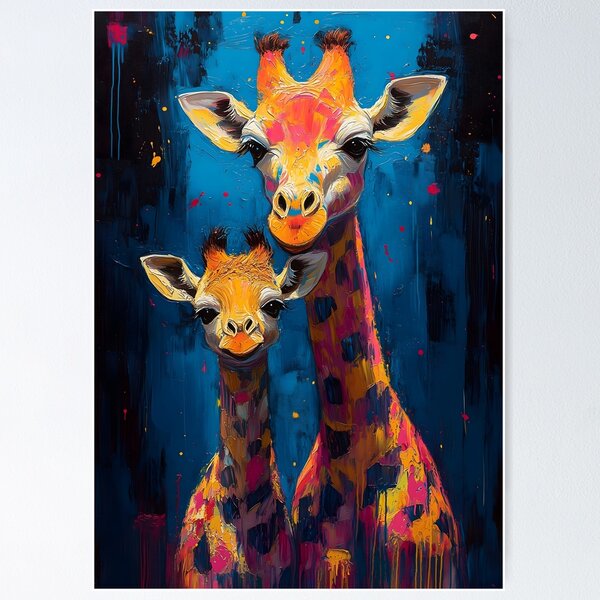 Artikel-Vorschau von Giraffenmama und Baby, designt und verkauft von RedPeaStudio.