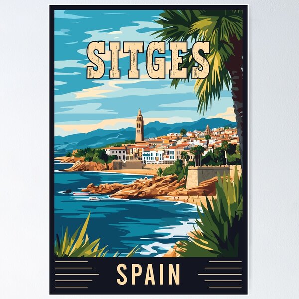 Item preview, Experience the Vibrant Charm of Sitges in Spain - Vintage Travel Art designed and sold by turtlestart.