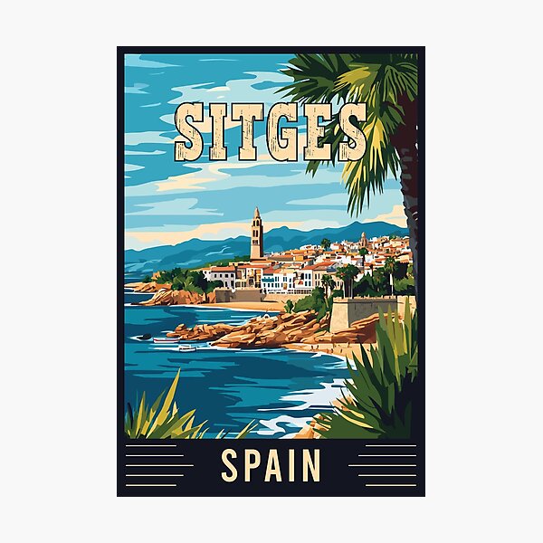 Item preview, Experience the Vibrant Charm of Sitges in Spain - Vintage Travel Art designed and sold by turtlestart.