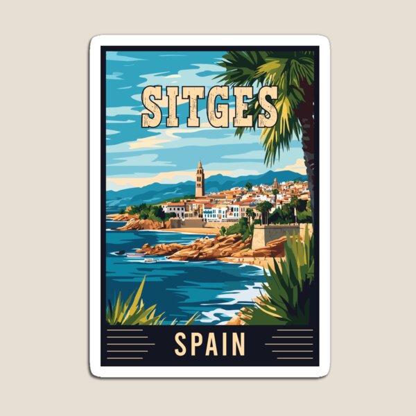 Item preview, Experience the Vibrant Charm of Sitges in Spain - Vintage Travel Art designed and sold by turtlestart.