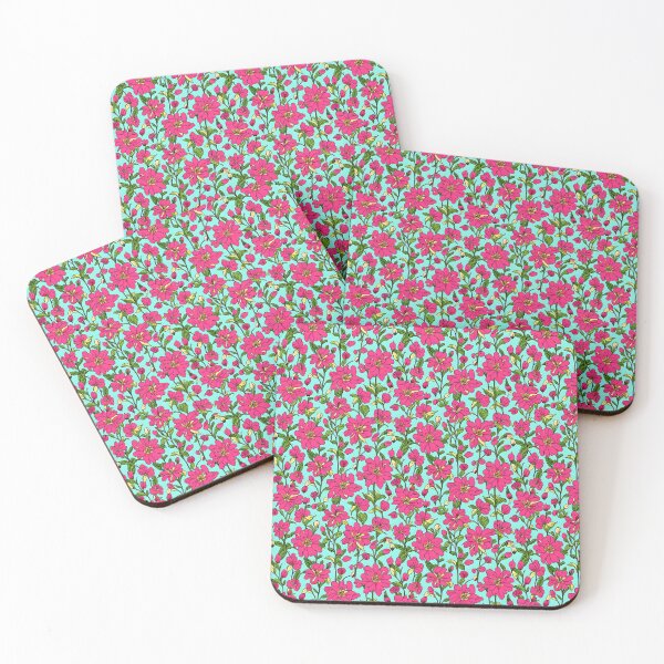 Item preview, Fuchsia Pink Flowers on Turquoise - Floral Pattern designed and sold by FlowerMeFlorals.