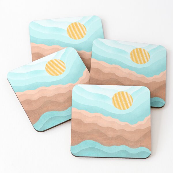 Item preview, "Abstract Waves with Sun - Minimalist Ocean Art" designed and sold by El-kaeed.