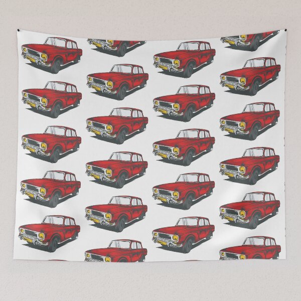 Item preview, Vintage Red Car Art designed and sold by EmeraldeaArt.