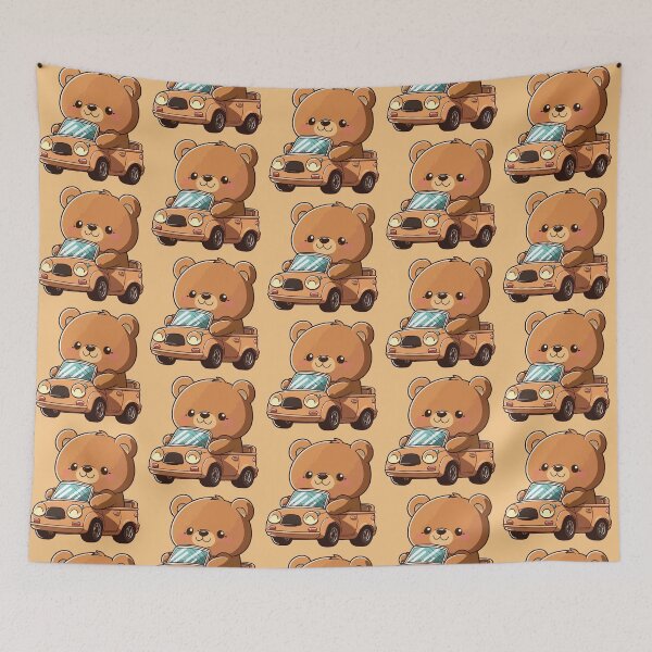 Item preview, Cute bear chauffeur in a lil car cartoon designed and sold by EmeraldeaArt.