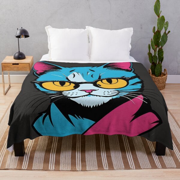 Item preview, Vibrant Blue Cat Illustration | Bold and Artistic Feline Design designed and sold by Artophilists.