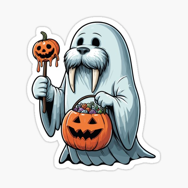 Item preview, Walrus Scary Halloween Ghost Spooky Pumpkin Candy designed and sold by Artistoos.