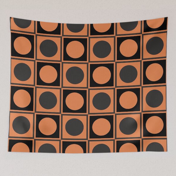 Item preview, Autumn geometric pattern - squares and circles. Orange, black. designed and sold by My-fake-places.