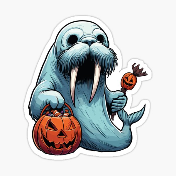 Item preview, Walrus Scary Halloween Ghost Spooky Pumpkin Candy designed and sold by Artistoos.