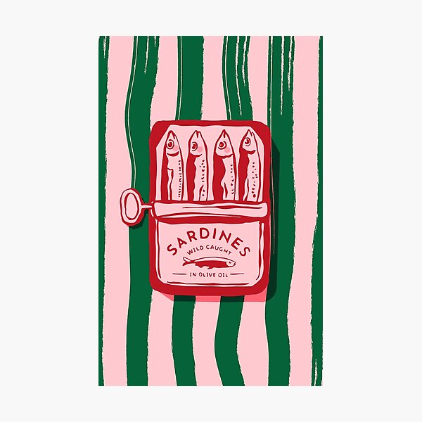 Item preview, Sardines, colourful maximalist vintage food design  designed and sold by KittyStrand.