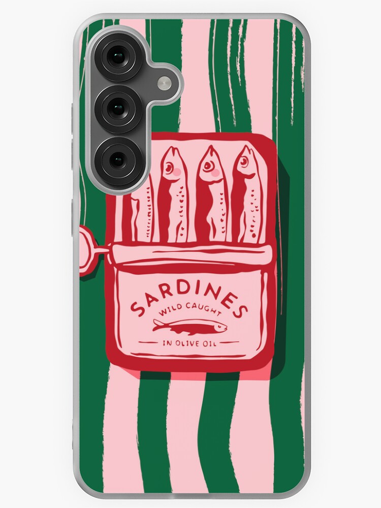Thumbnail 1 of 4, Samsung Galaxy Phone Case, Sardines, colourful maximalist vintage food design designed and sold by KittyStrand.