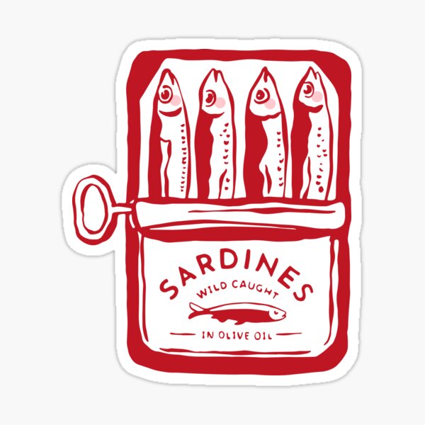 Item preview, Sardines, colourful maximalist vintage food design  designed and sold by KittyStrand.