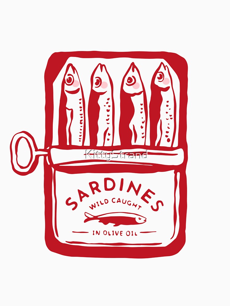 Thumbnail 7 of 7, Classic T-Shirt, Sardines, colourful maximalist vintage food design designed and sold by KittyStrand.