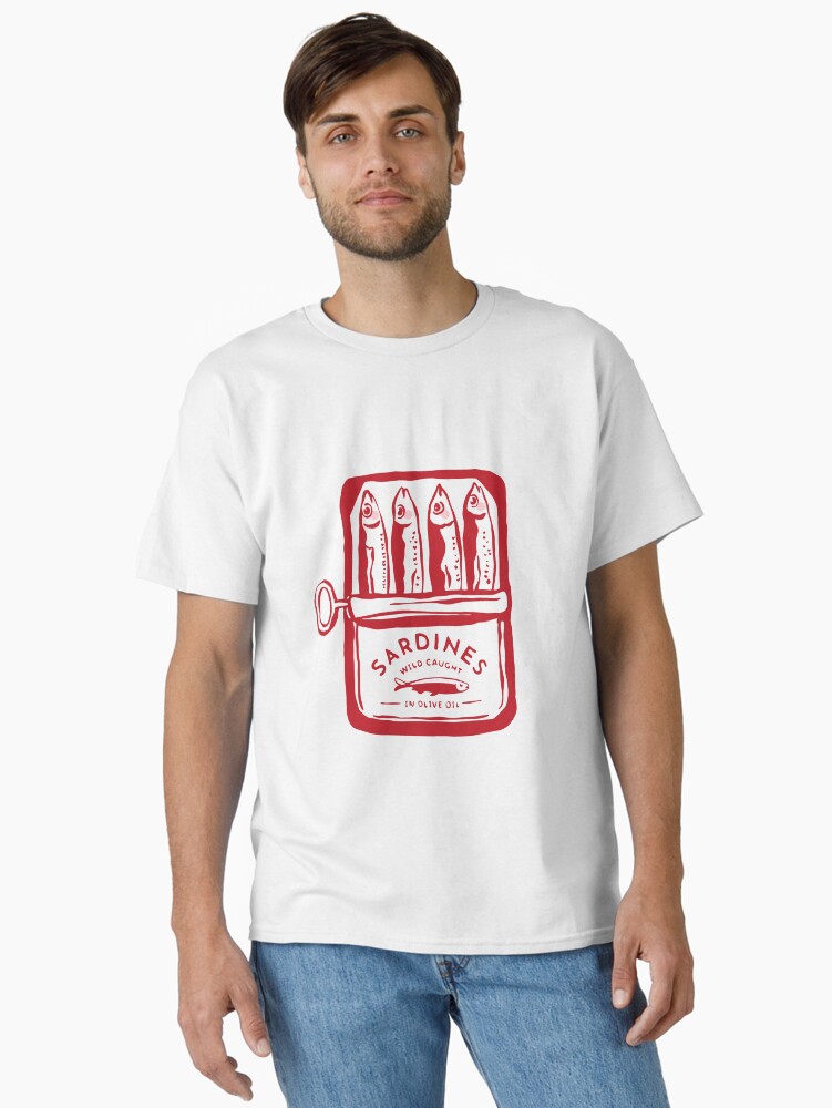 Thumbnail 1 of 7, Classic T-Shirt, Sardines, colourful maximalist vintage food design designed and sold by KittyStrand.