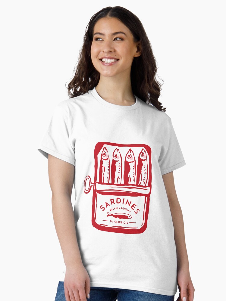 Thumbnail 2 of 7, Classic T-Shirt, Sardines, colourful maximalist vintage food design designed and sold by KittyStrand.