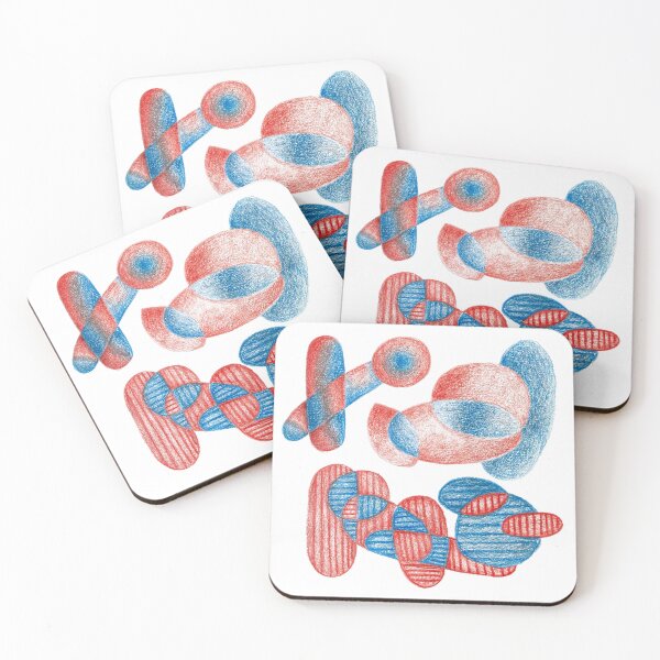 Item preview, Red and Blue Curvy Shapes designed and sold by lynnbowersart.