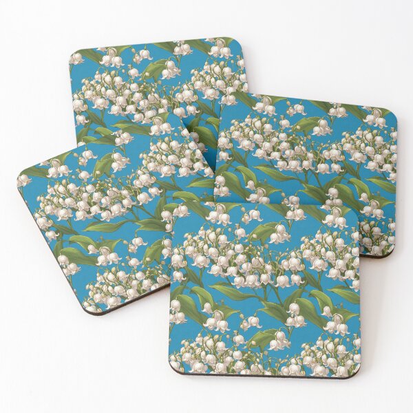 Item preview, Patrón floral de flores de lirio de los valles de color azul turquesa designed and sold by FlowerMeFlorals.