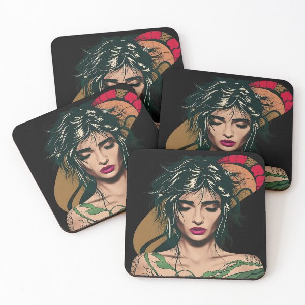 Item preview, Black Hair and Tattoos Resembling Green Foliage on Their body, with Their Facial Features Obscured designed and sold by macadolie.