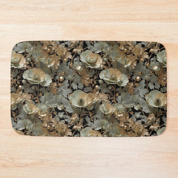 Item preview, Gold and Seafoam Green Poppies Pattern designed and sold by FlowerMeFlorals.