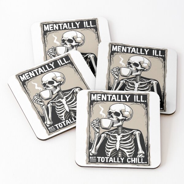Item preview, Mentally Ill But Totally Chill Skeleton Coffee Mug designed and sold by Mosaic-97.