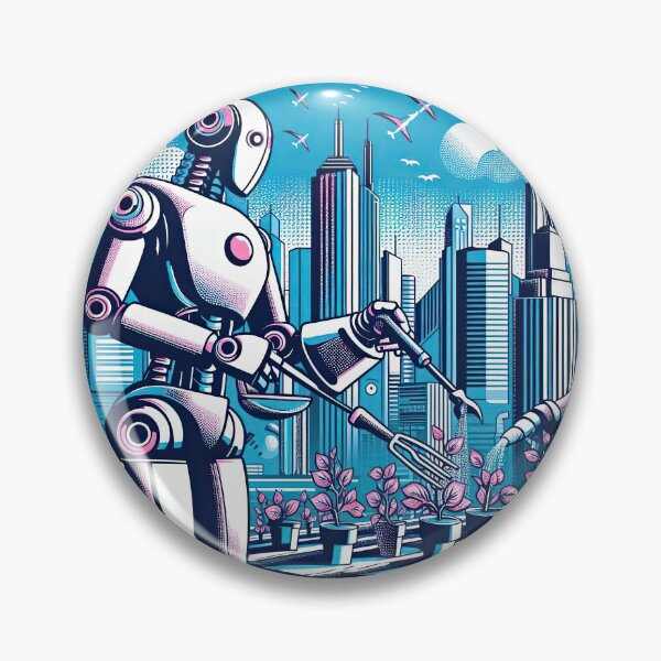 Item preview, Robot Gardening Pop Art Style designed and sold by artofuniverse.