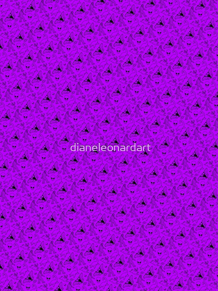 Cryptid Pattern (Purple Background) by dianeleonardart