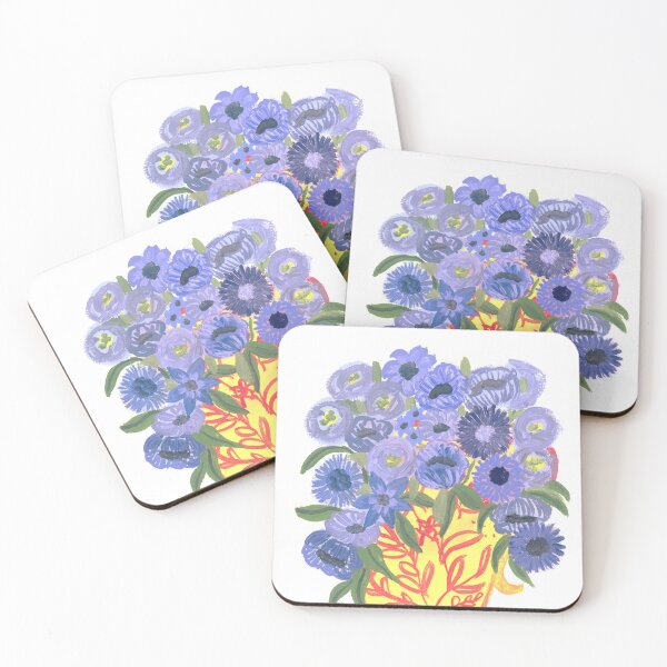 Item preview, Blue Floral Bouquet in Yellow Jug Art Print | Hand-Painted Vintage-Inspired Flowers by Jemma Jamie Skidmore designed and sold by Jemma Jamie Skidmore.