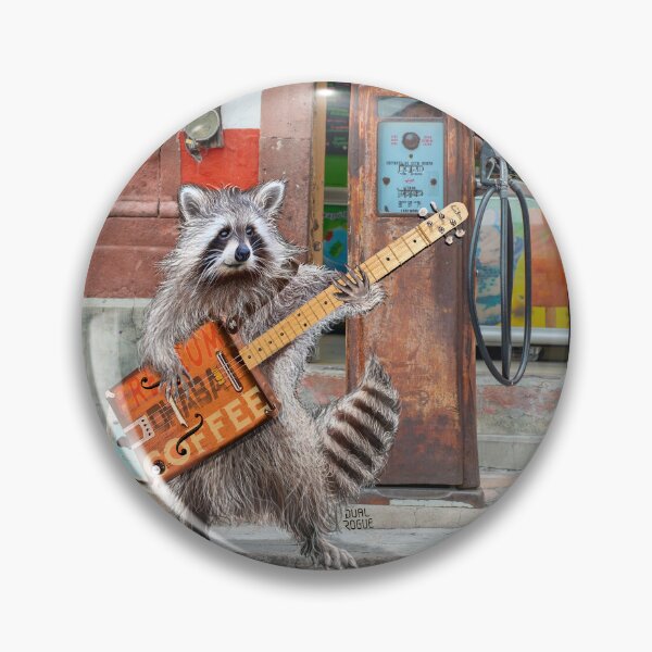 Artikelvorschau, Rikki Raccoon Kaffeedose Gitarrenspieler Vintage Zapfsäule entworfen und verkauft von oz10.