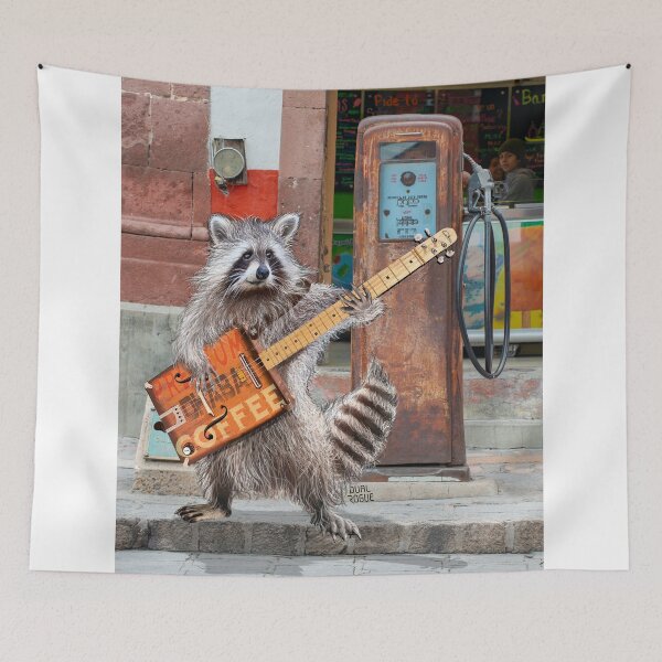 Item preview, Rikki Raccoon Coffee Box Guitar Player Vintage Gas Pump designed and sold by oz10.