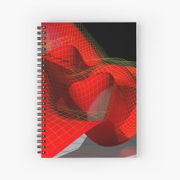 Waving Math Surface Red Spiral Notebook