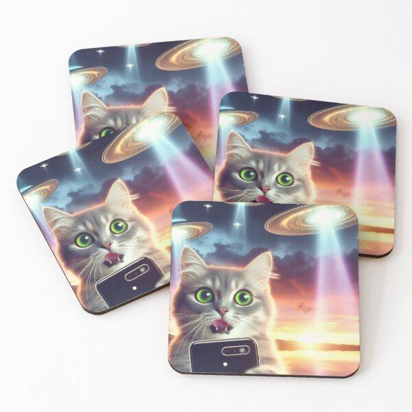 Item preview, Funny cat Selfie with UFOs Weird designed and sold by Bankza.