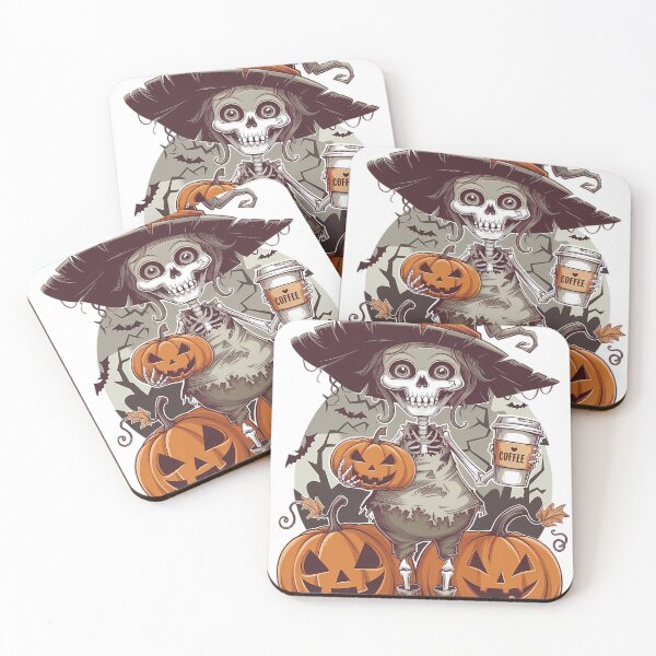 Item preview, Skeleton with coffee for Halloween designed and sold by ArtBoom73.