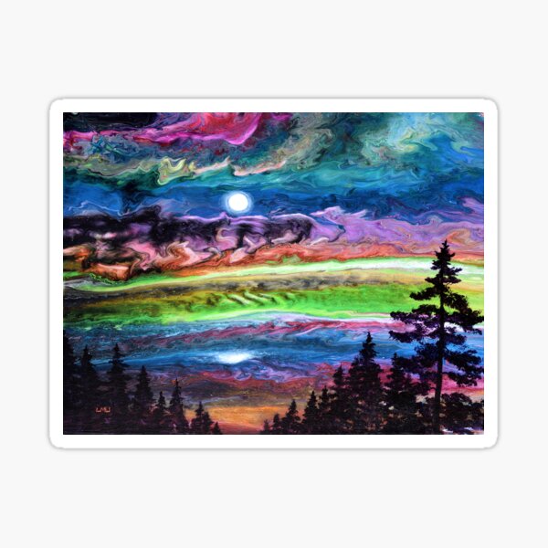 Moonlight over a River Sticker