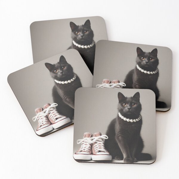 Item preview, Black Cat with Chucks and Pearls designed and sold by Kunst-in-Szene.