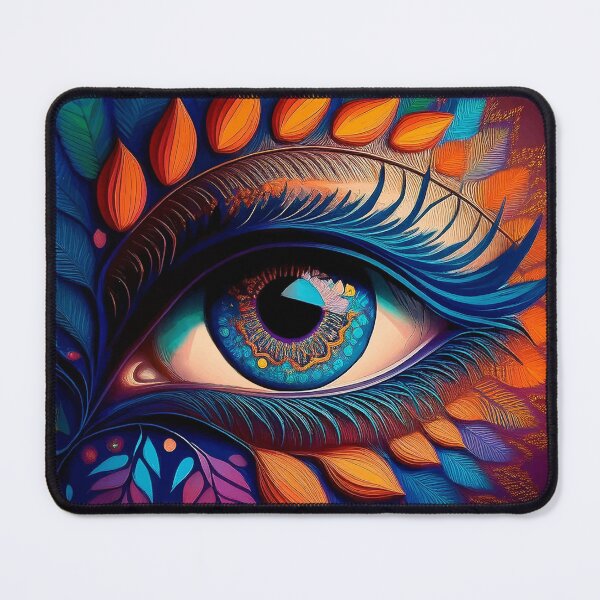 Item preview, Open eye staring into your soul colorful feathers and floral square designed and sold by WitchDesign.
