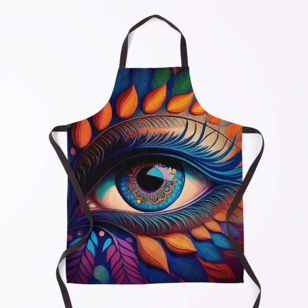 Item preview, Open eye staring into your soul colorful feathers and floral square designed and sold by WitchDesign.