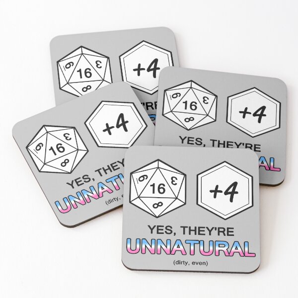 Item preview, Unnatural 20 - Black Text, White Dice, TRANS designed and sold by ChrisCrossPlay.