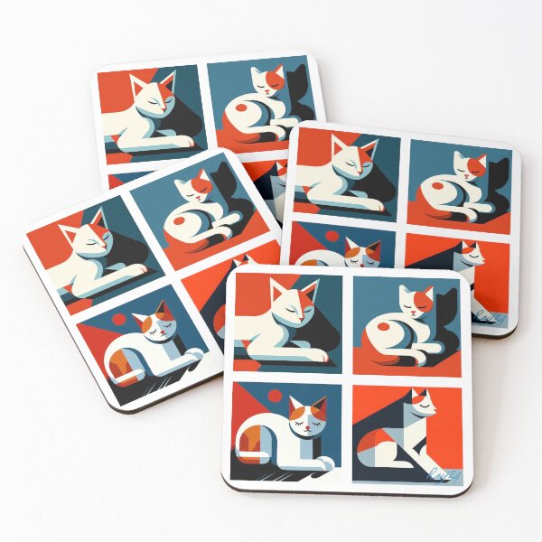 Item preview, Geometric Serenity: Cats in Bold Colours designed and sold by ukrayuk.