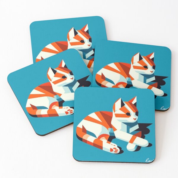 Item preview, Geometric Cat in Dynamic Blue and Orange designed and sold by ukrayuk.