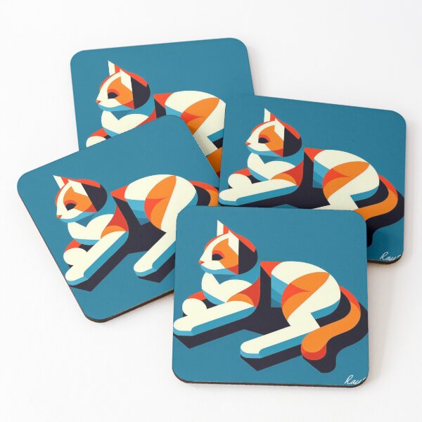 Item preview, Abstract Cat in Blue and Red Geometry designed and sold by ukrayuk.