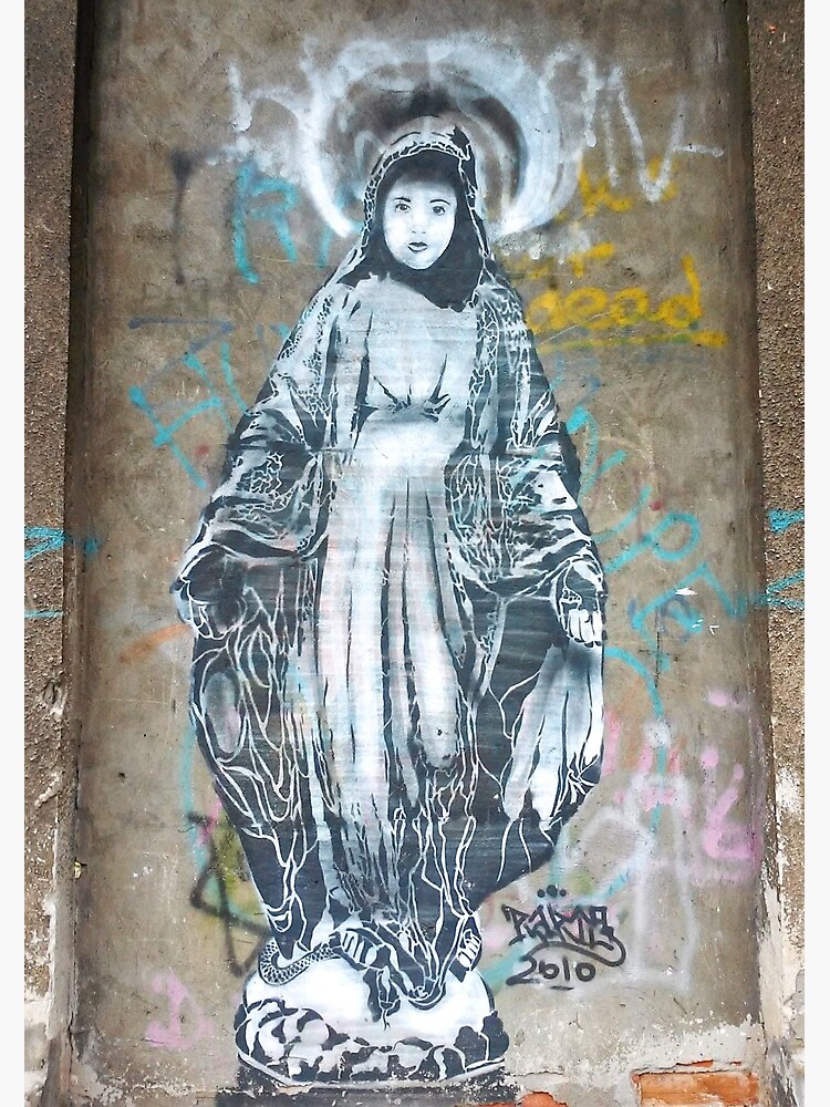 Graffiti Madonna Virgin Mary from the Street Art   Greeting Card