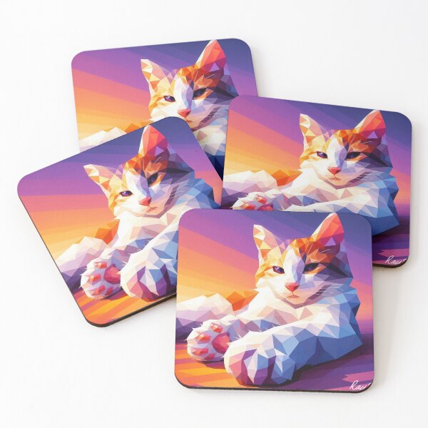 Item preview, Crimson Dusk: Geometric Cat Calm designed and sold by ukrayuk.
