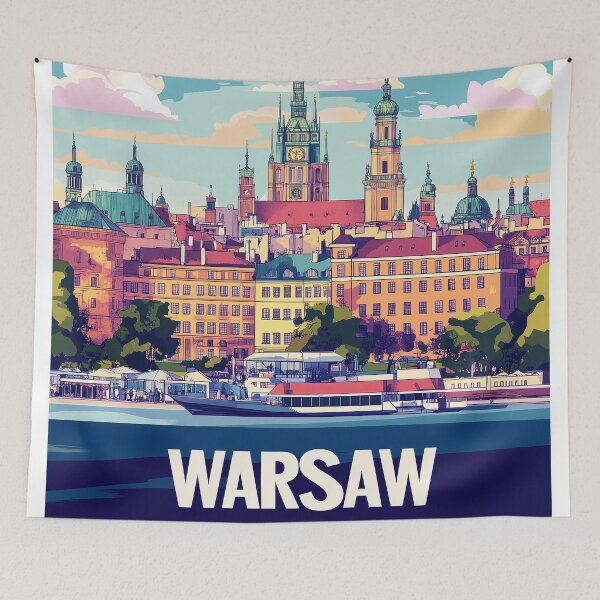 Item preview, Warsaw Cityscape Art  – Vintage Travel Art designed and sold by nomiraclehere.